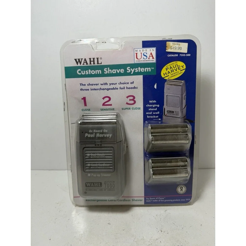 Vintage WAHL SYSTEM 4000 Shaver 3 Foil Heads Paul Harvey USA MADE NOS 90s